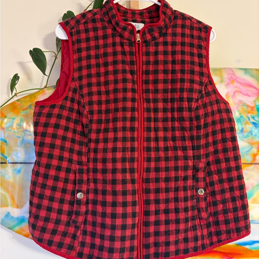 Croft & Barrow Red and Black Plaid Vest